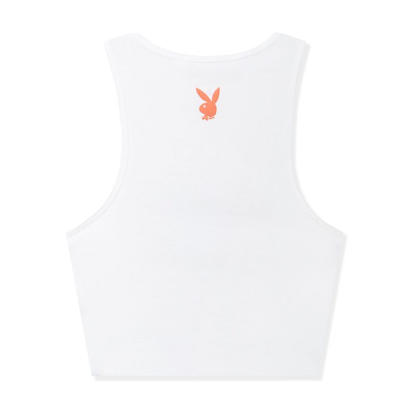 Tank Playboy Club Ribbed Mujer Blancos | 7350-VHRZM