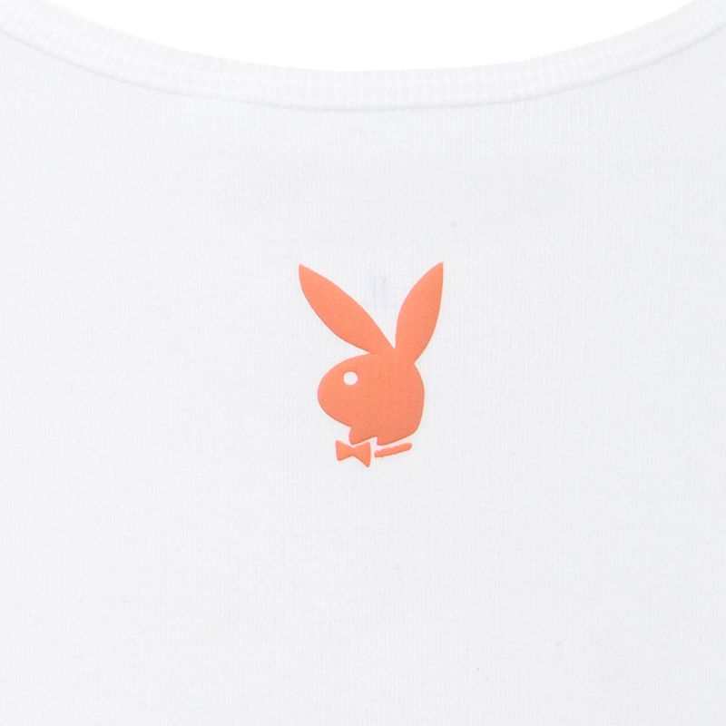 Tank Playboy Club Ribbed Mujer Blancos | 7350-VHRZM