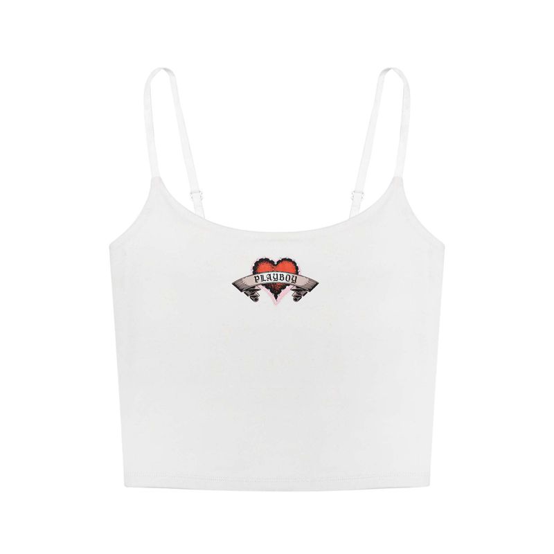 Tank Playboy Heartbreaker Mujer Blancos | 4871-LEGFW