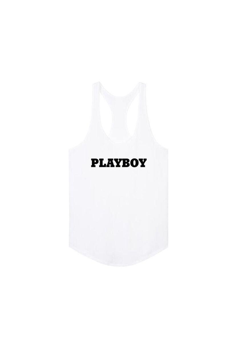 Tank Playboy Masthead Mujer Blancos | 1089-IGOMZ