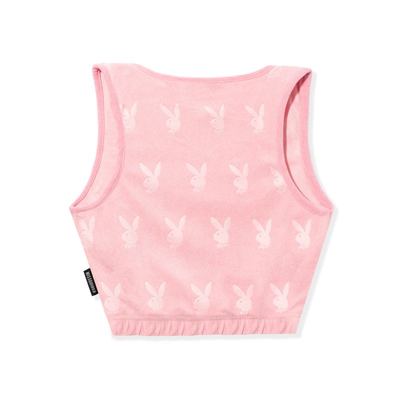 Tank Playboy Missguided Deporte Scoop Neck Mujer Rosas | 6758-LMGXN