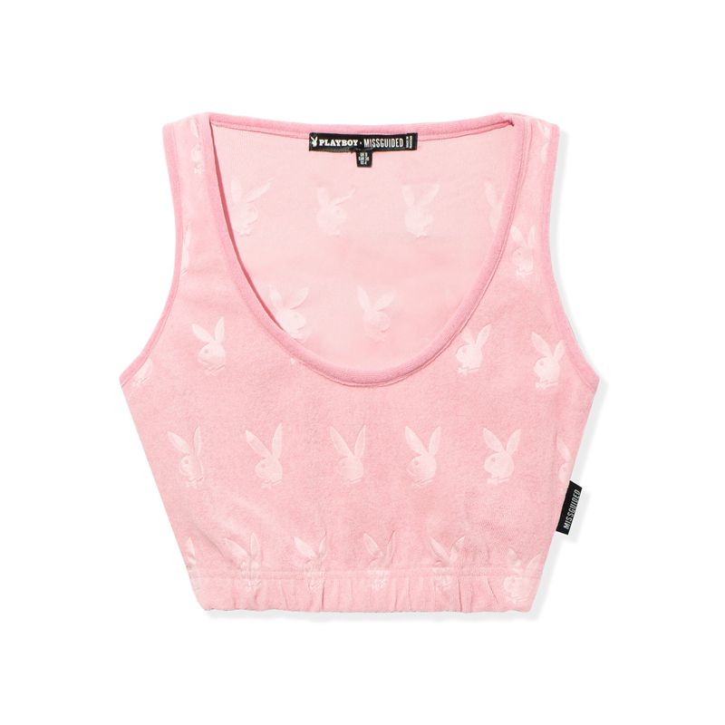 Tank Playboy Missguided Deporte Scoop Neck Mujer Rosas | 6758-LMGXN