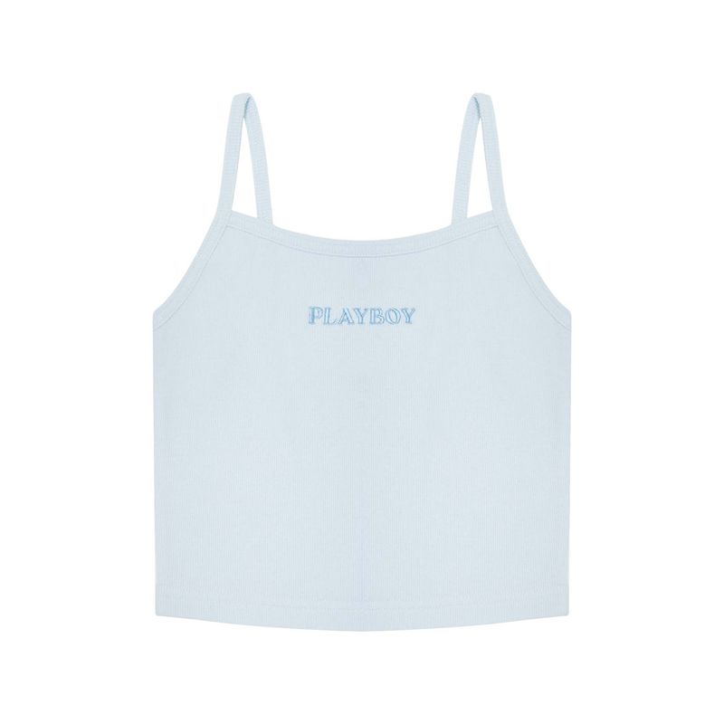 Tank Playboy Ribbed Top Mujer Azules | 1635-KHPSJ