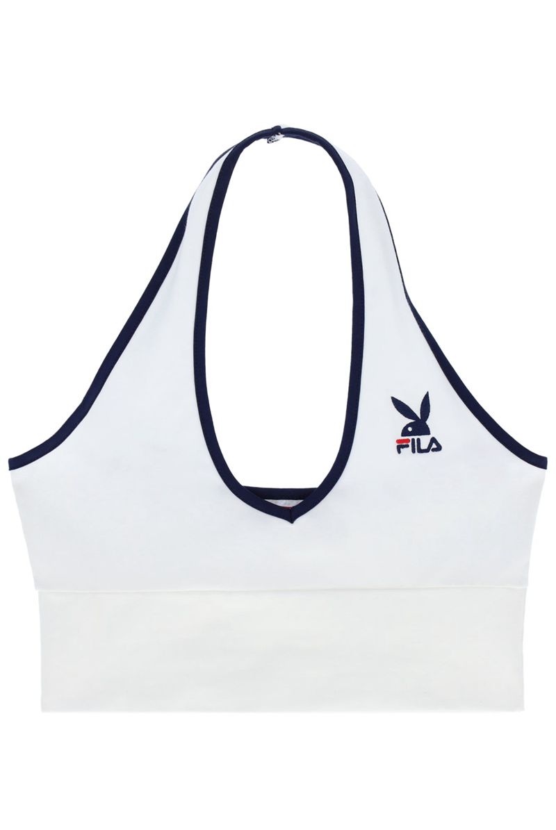 Tank Playboy X Fila Madeline Halter Mujer Blancos | 1265-NKLUS