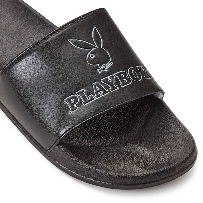 Trajes De Baño Playboy Bunny Chanclas Sandals Mujer Negros | 9687-LTKCS