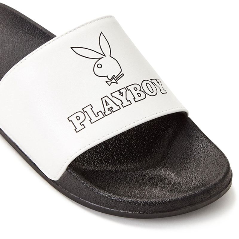 Trajes De Baño Playboy Bunny Chanclas Sandals Mujer Negros | 9687-LTKCS