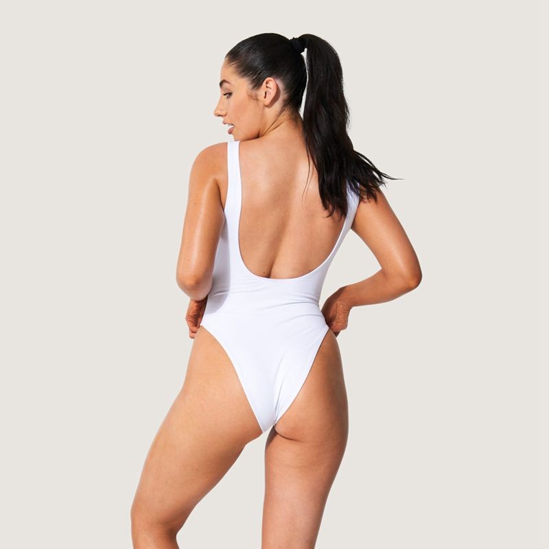 Trajes De Baño Playboy Classic Masthead One Piece Mujer Blancos | 7259-RQXCA