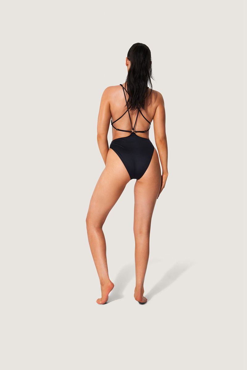 Trajes De Baño Playboy Encaje Up Back Bunny One Piece Mujer Negros Blancos | 3792-HVJOE