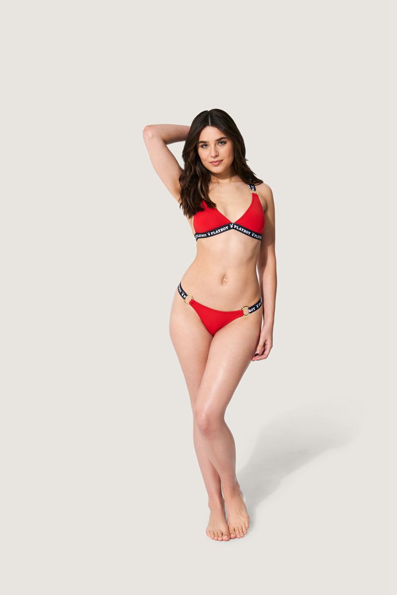 Trajes De Baño Playboy O-Ring Masthead Correa Bikini Mujer Rojos | 1348-VQFNT