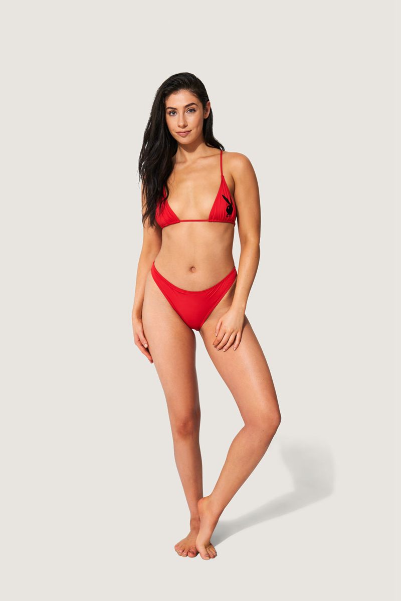 Trajes De Baño Playboy Scrunch Bunny Bikini Mujer Rojos | 0835-CKJIQ