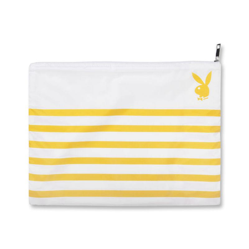 Trajes De Baño Playboy Striped Impermeables Beach Pouch Mujer Amarillos | 6759-ATQGX