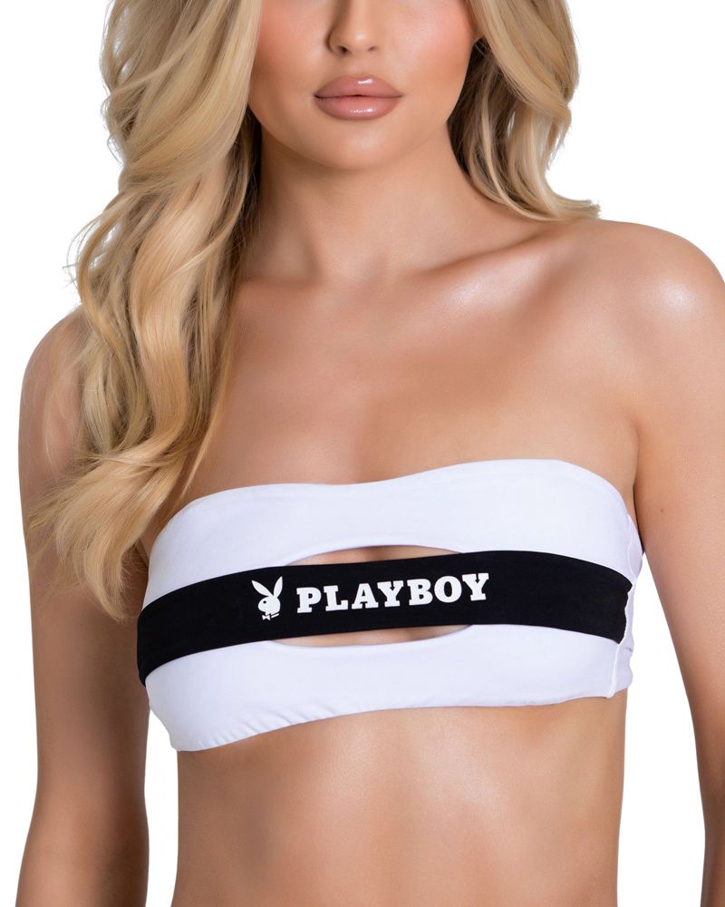 Trajes De Baño Playboy Tiras Masthead Bikini Mujer Negros | 3874-BWKGH