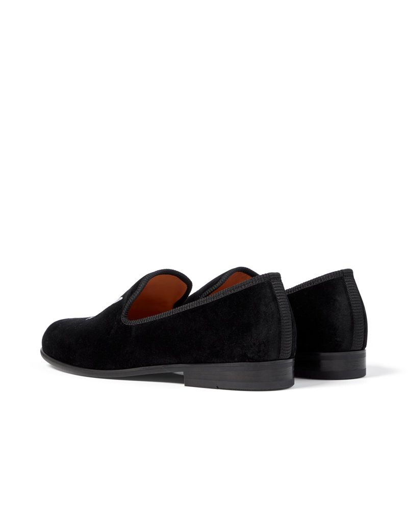 Zapatos Playboy Duke + Dexter Velvet Bunny Loafers Hombre Negros Blancos | 2048-ETLKG