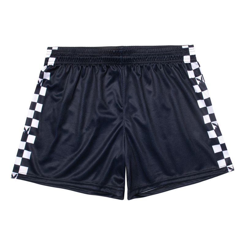 Bermudas Playboy Speed Racer Mesh Hombre Negros Blancos | 6587-QHNCI