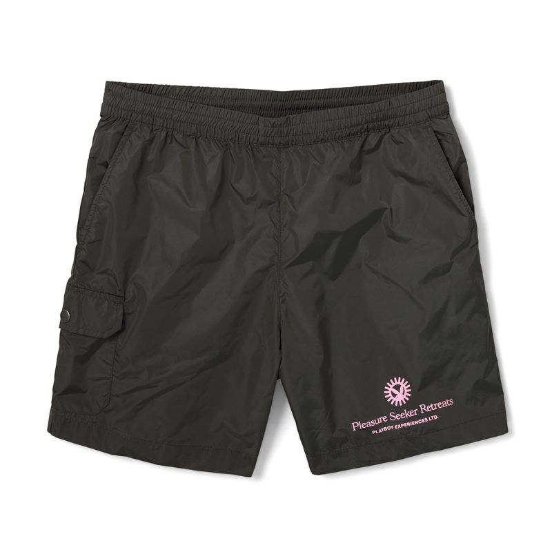 Bermudas Playboy Woven Pocket Nylon Hombre Negros | 7054-JKFVC