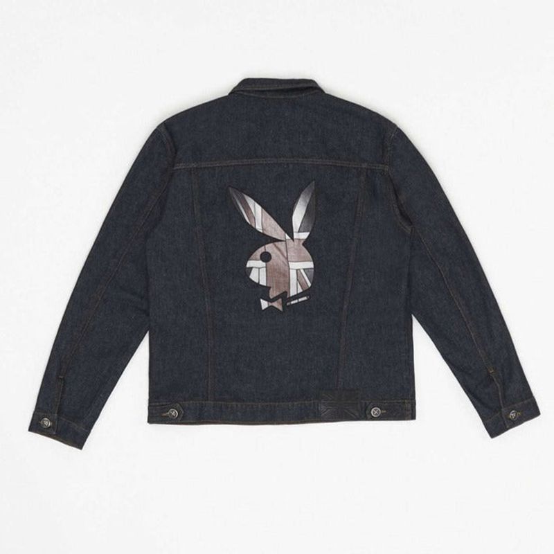 Chaquetas Playboy X John Richmond Denim Jacket Hombre Azules Oscuro | 8709-EVRSN