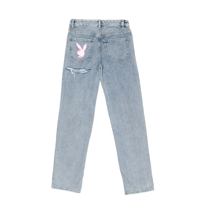 Jeans Playboy 90s Ripped Boyfriend Mujer Azules | 6807-SLKWY