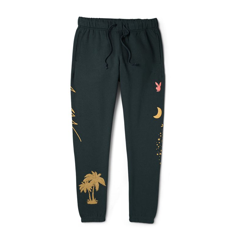 Pantalones Deportivos Playboy Love Sweatpant Hombre Negros | 1728-ZWMJA