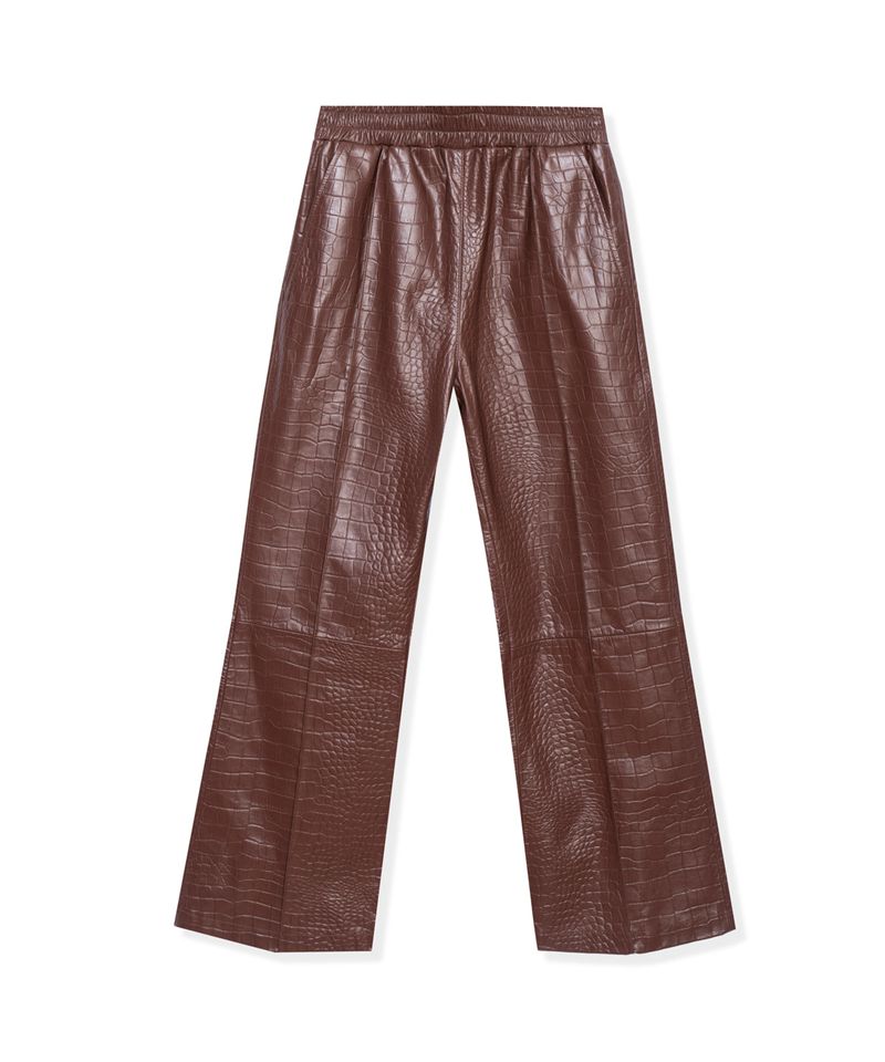 Pantalones Playboy Crocodile Cuero Flare Hombre Chocolate | 1347-ILSNB