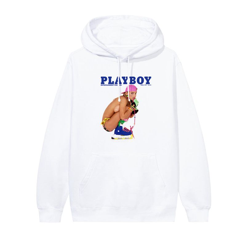 Sudadera Con Capucha Playboy April 1991 Cover Hombre Blancos | 9724-NHWBC