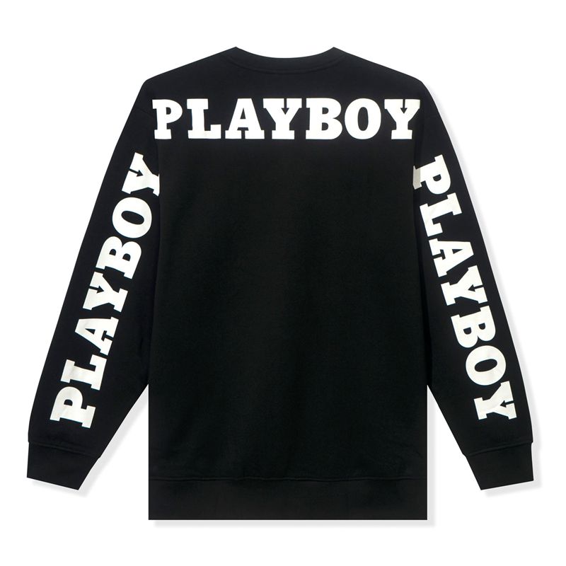 Sudadera Con Capucha Playboy Masthead Pullover Crewneck Hombre Negros | 7160-ZALGH