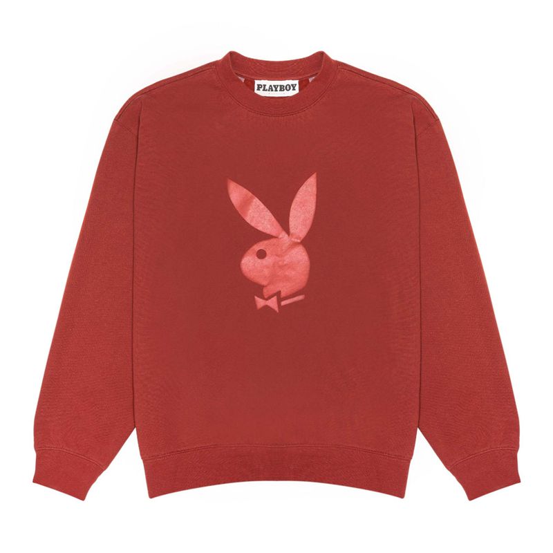 Sudadera Con Capucha Playboy Nuance Crewneck Hombre Vino | 8103-OKIJA