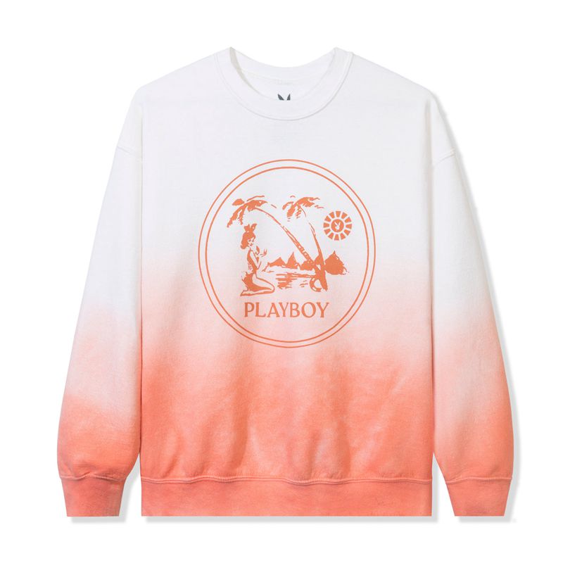 Sudadera Con Capucha Playboy Ombre Crest Crewneck Sweat Hombre Blancos Naranjas | 5841-HXIKG