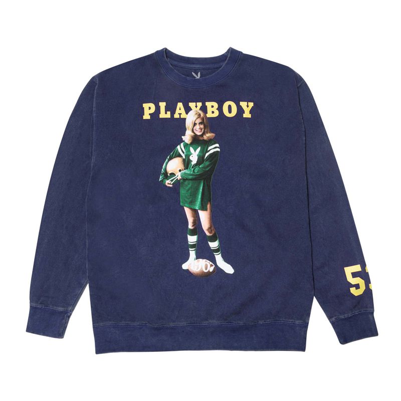 Sudadera Con Capucha Playboy September 1967 Cover Crewneck Hombre Azul Marino | 6318-RJBOU