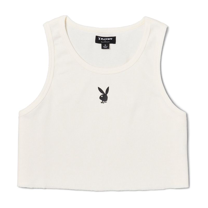 Tank Playboy Camp Ribbed Mujer Blancos | 3729-NBIJC