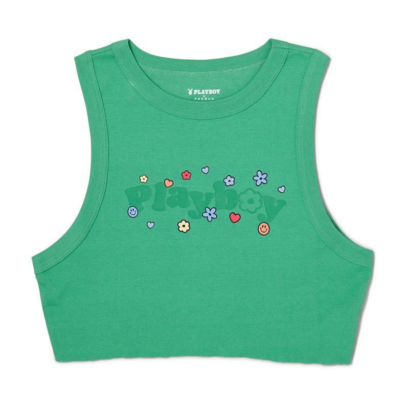 Tank Playboy Cutoff Mujer Verdes | 5026-JAEXC